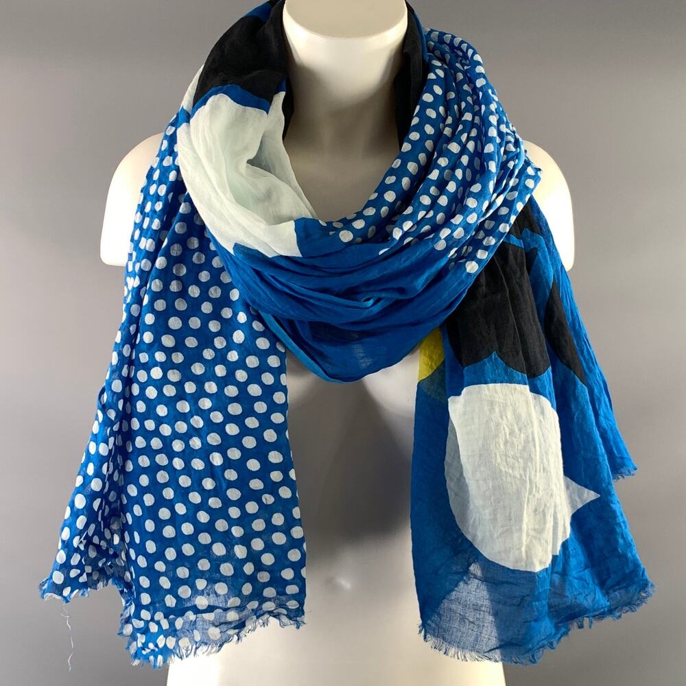 NO BRAND Blue White Yellow Black Polka Dot Scarf